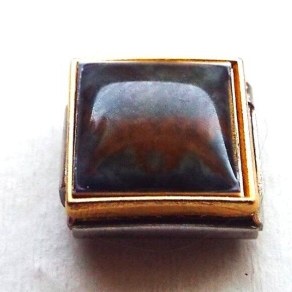 Brown dog on blue photo 9mm stainless steel Italian charm bracelet link new - Picture 1 of 2